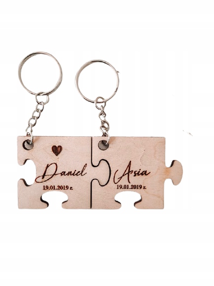 

Drewniane breloki - puzzle - Prezent na Walentynki