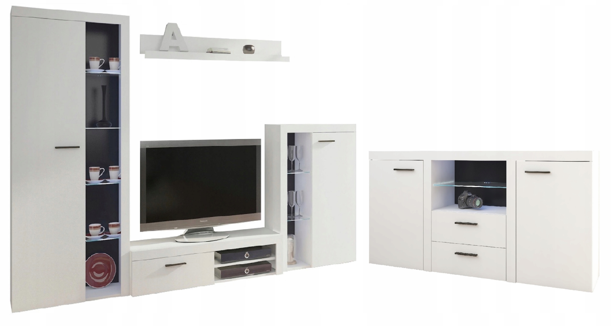 Meblościanka + KOMODA RUMI DĄB LEFKAS Wybór Koloru Marka BIANCO