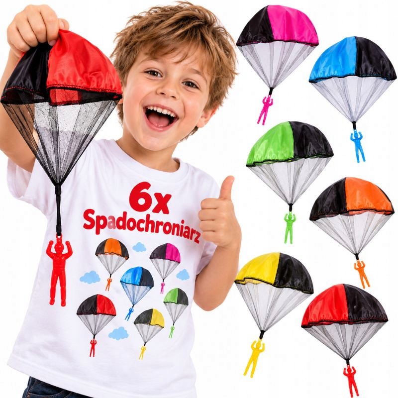 6X Spadochroniarz Latający Spadochron Żołnierz Zabawka Dla Dzieci Duży