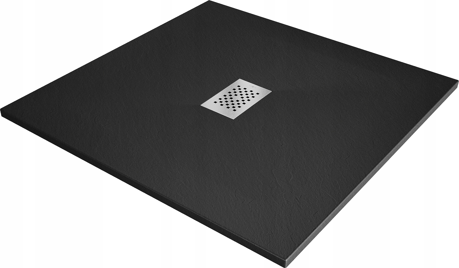 Mexen Hugo Brodzik Kwadratowy Smc 100 x 100 CM Czarny Maskownica Inox