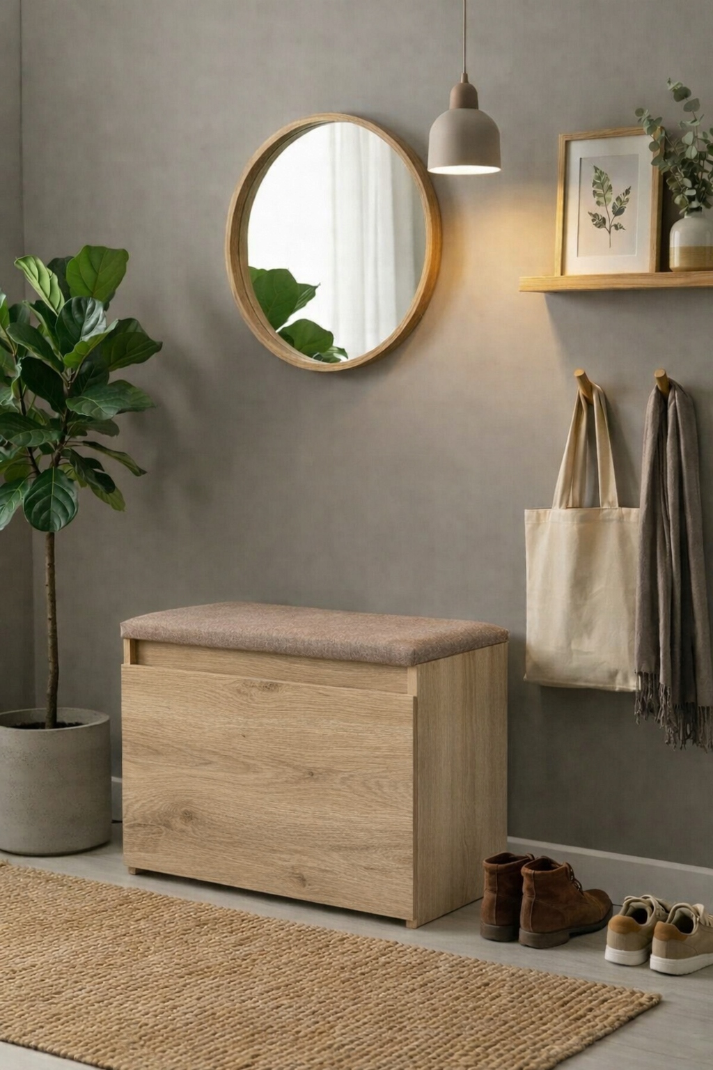 Skrinka na topánky s sedadlom 60 cm dub Sonoma bez úchytiek