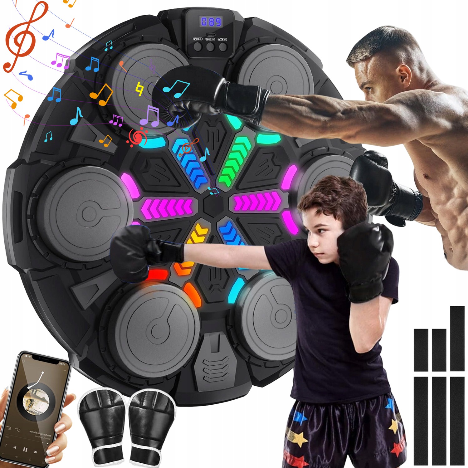 Boxerský Hudební Trenér Sada Bluetooth Boxovací Štít Led Rukavice