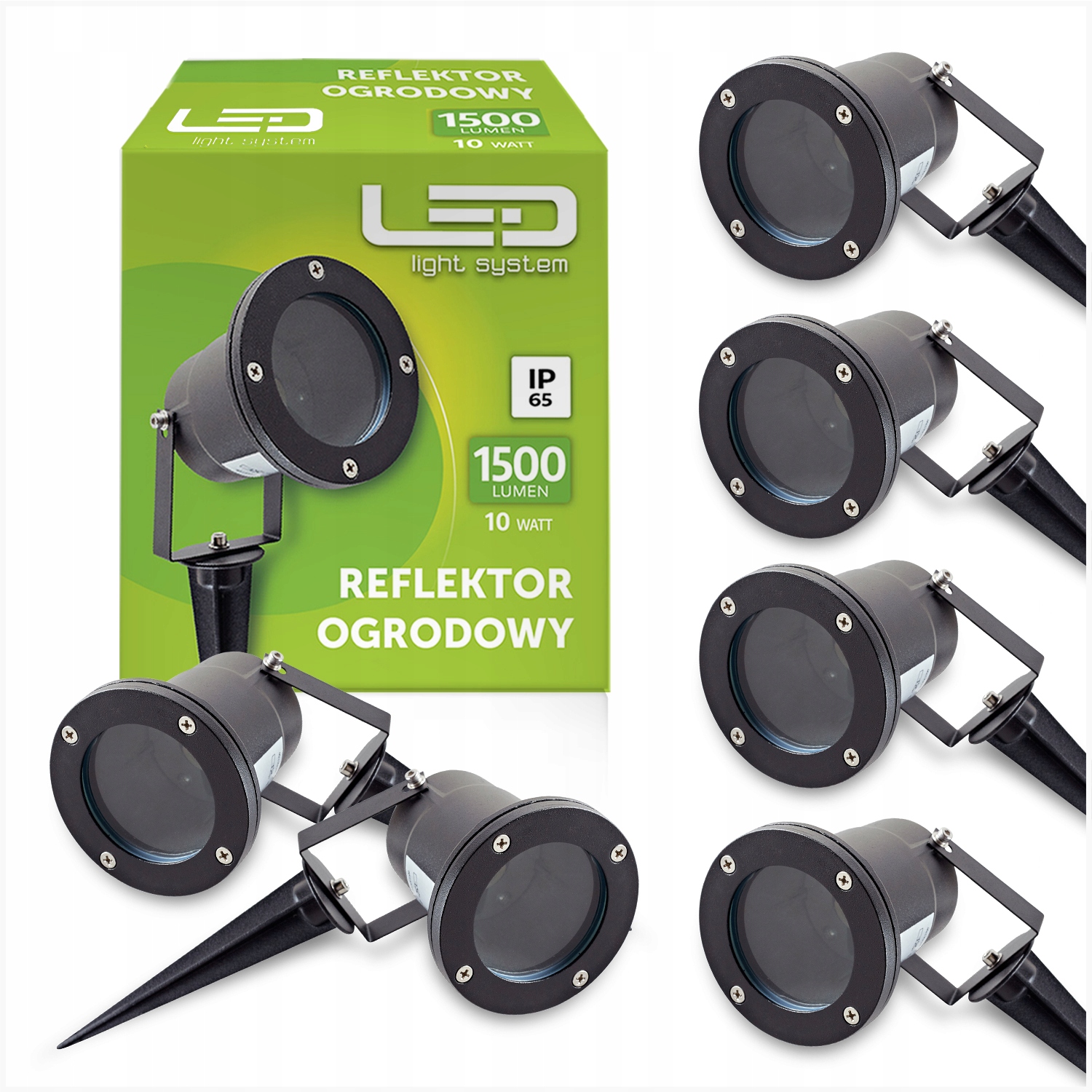 6X Lampa Wbijana Reflektor Ogrodowa wodoodporna IP65 Oprawa Czarna na GU10