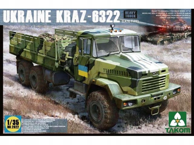Vojenský náklaďák KrAZ-6322 model 2022 Takom