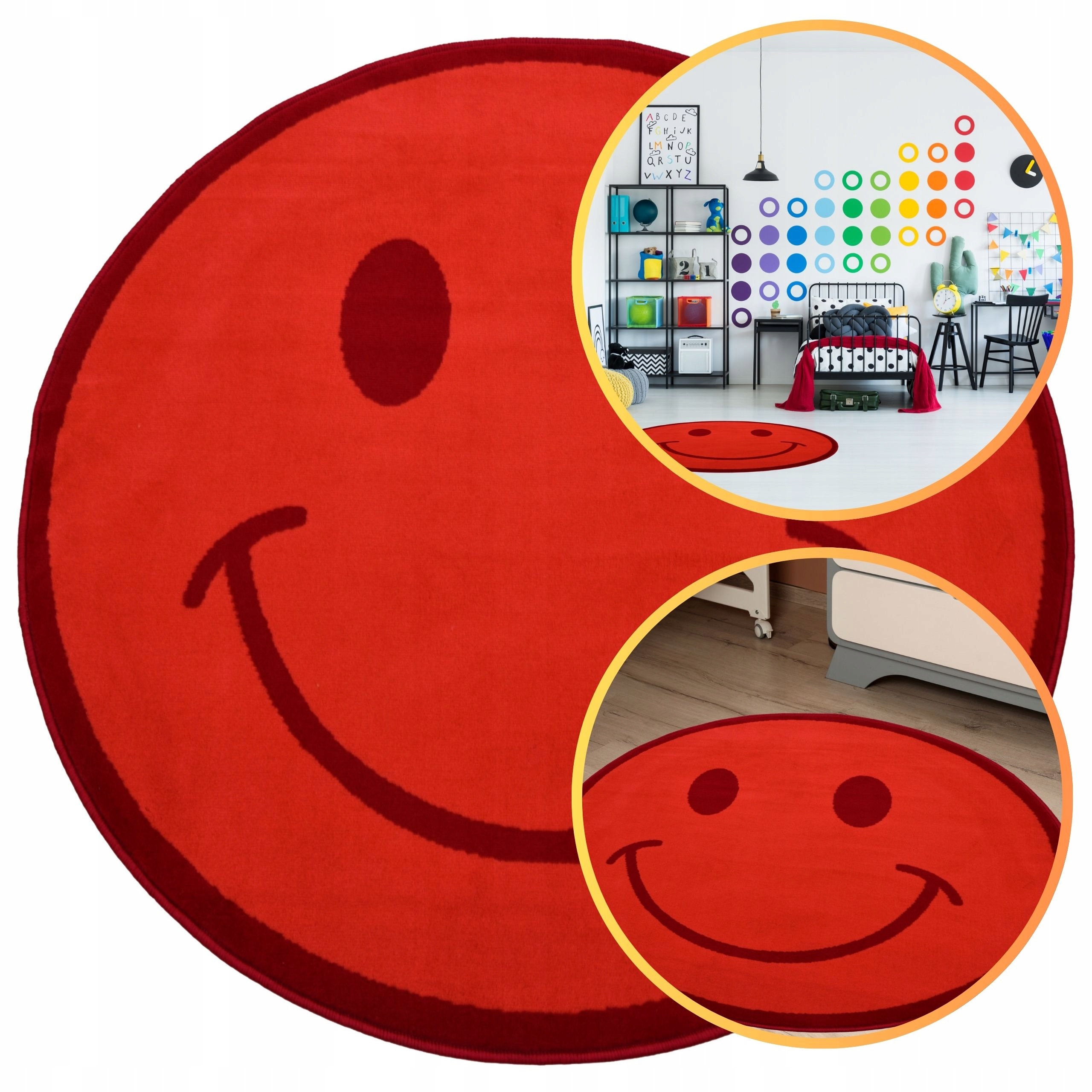 Koberec Kulatý Kruh 120 CM Venezia Červený Kobereček Pro Děti