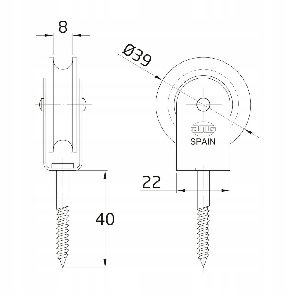 Bloczek do linek Metalowe Kółko Stal WKRĘT 40mm EAN (GTIN) 8413023172111