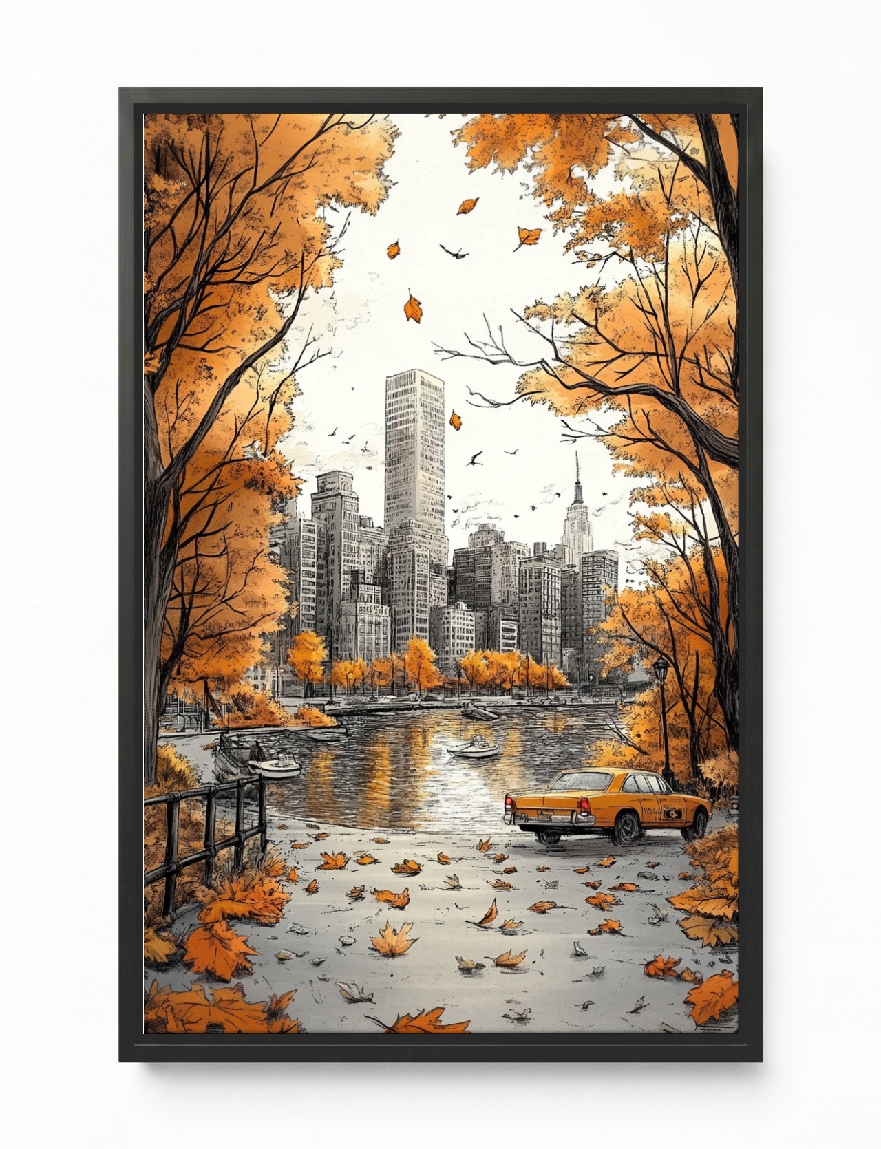 Obraz Rama American Box New York Manhattan Central Park Taxi Podzim 40x60