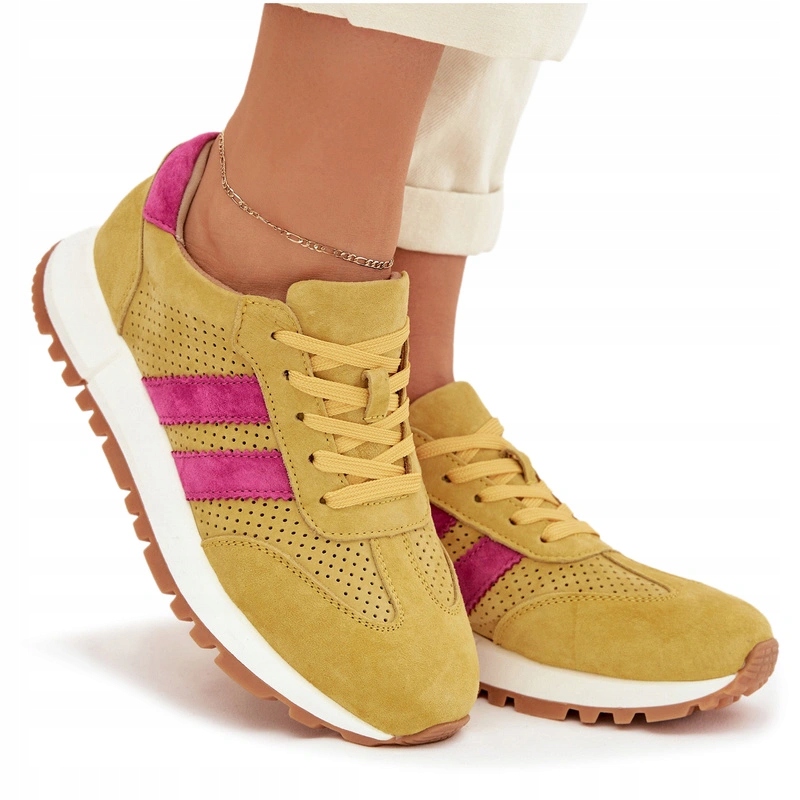 Dámské Tenisky Z Přírodního Semiše, Módní Žluté, Velikost 38