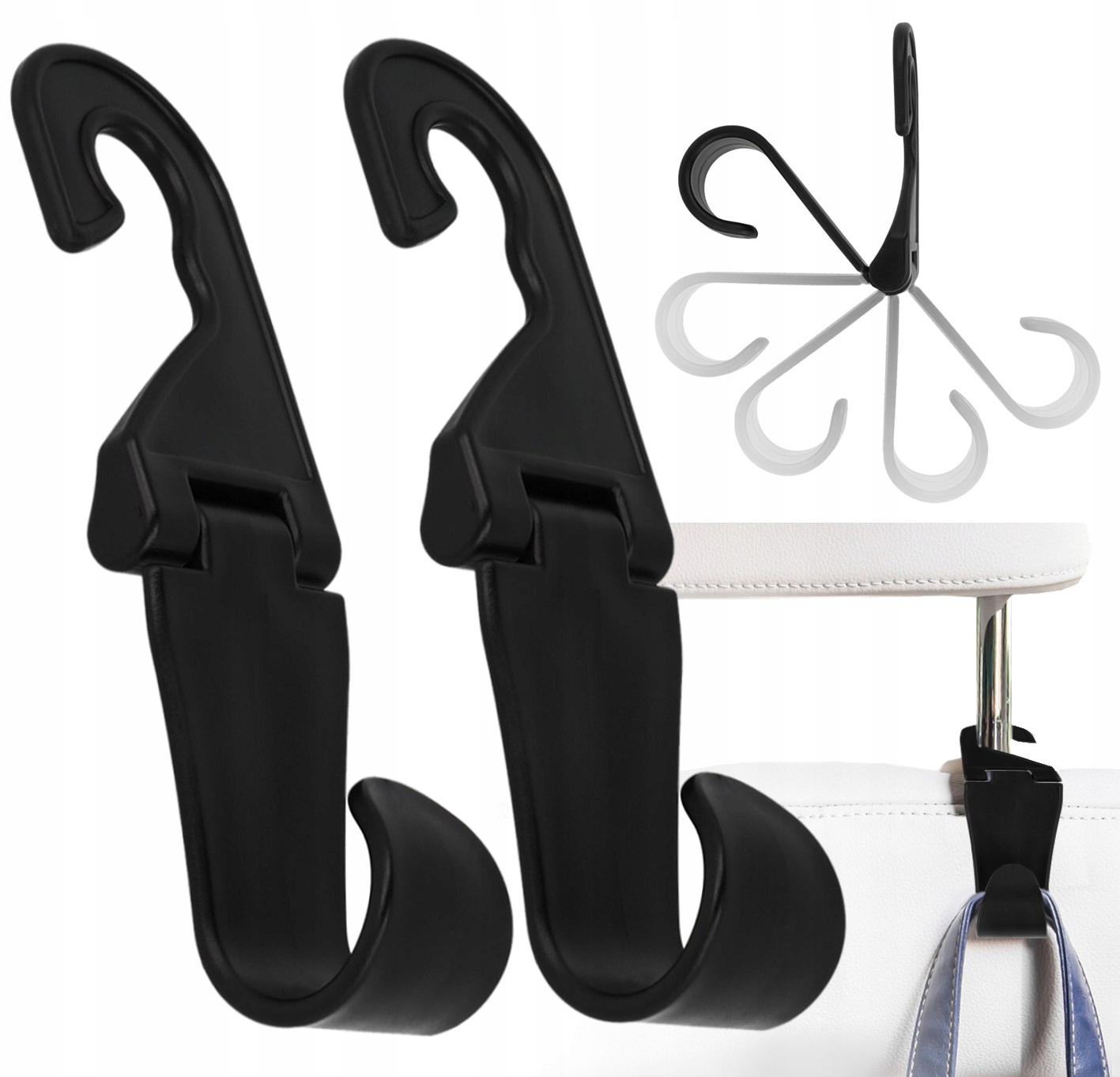 Wieszak Samochodowy Na Zagłówek Fotel Uchwyt Na Ubrania Zakupy Haczyk 2szt