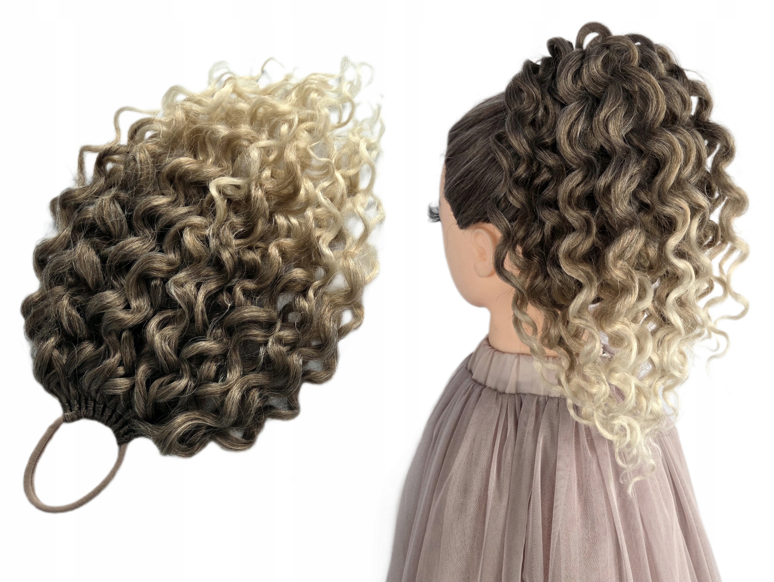 Kůň připínací na gumičku, Příčesek kadeře, blond, Kudrnatá Koketa, 30 cm