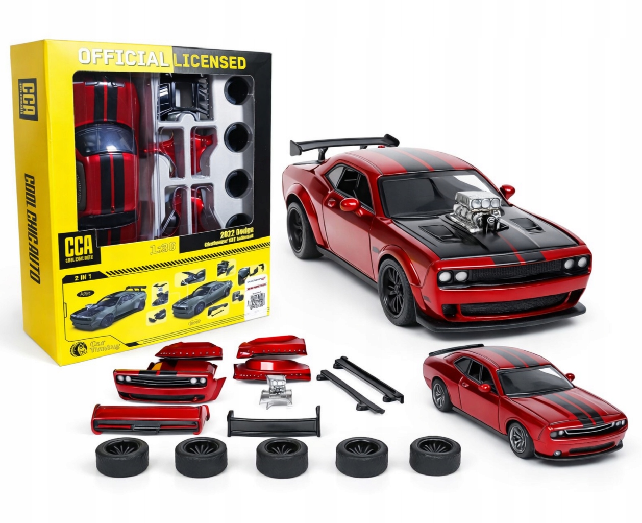Model Dodge Challenger 1:36 Zestaw Do Tuningu Metalowy Samochód Czerwony