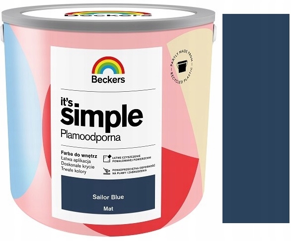 Beckers It`s Simple Plamoodporna Farba Do Ścian I Sufitów Sailor Blue 5L