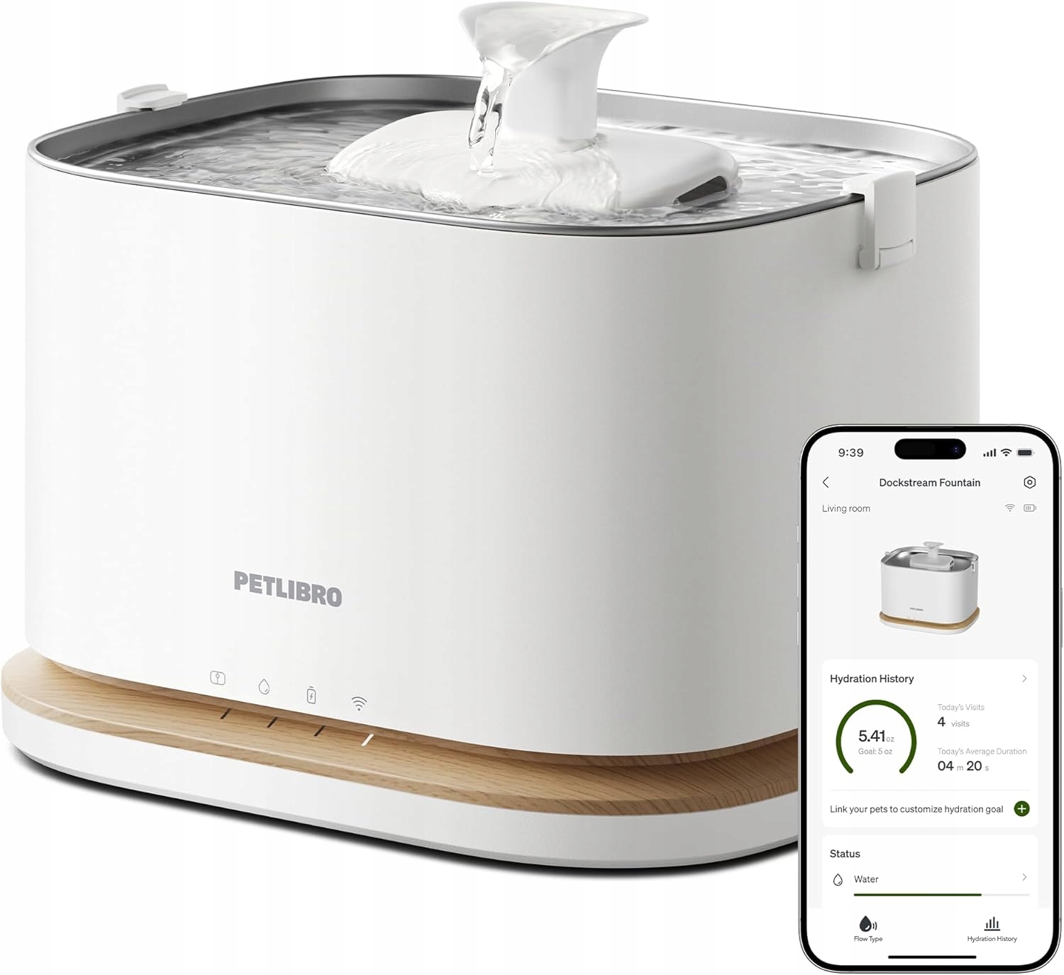 Petlibro Upgraded Dockstream 2 bezprzewodowa fontanna dla kotów ,cicha, 3 L