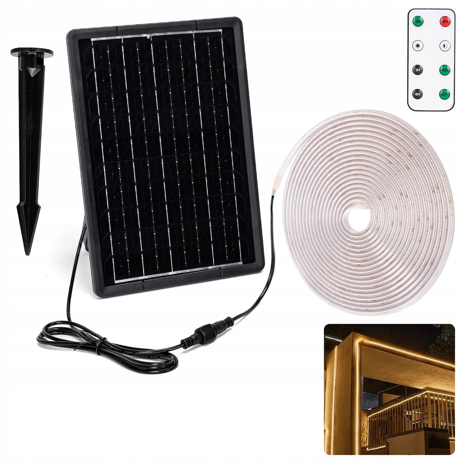 Taśma solarna LED-10m-100W-2700K-1000 lm-IP65