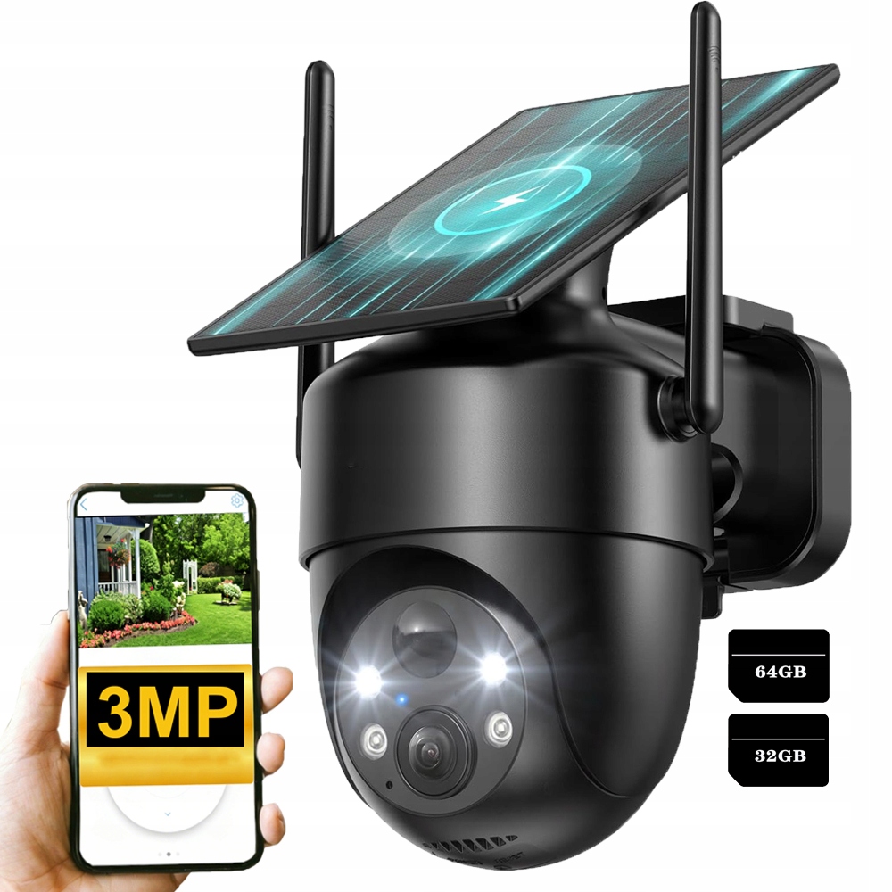 Venkovní kamera Solar WiFi 3MPX s barevným nočním viděním Alexa a paměťovou kartou