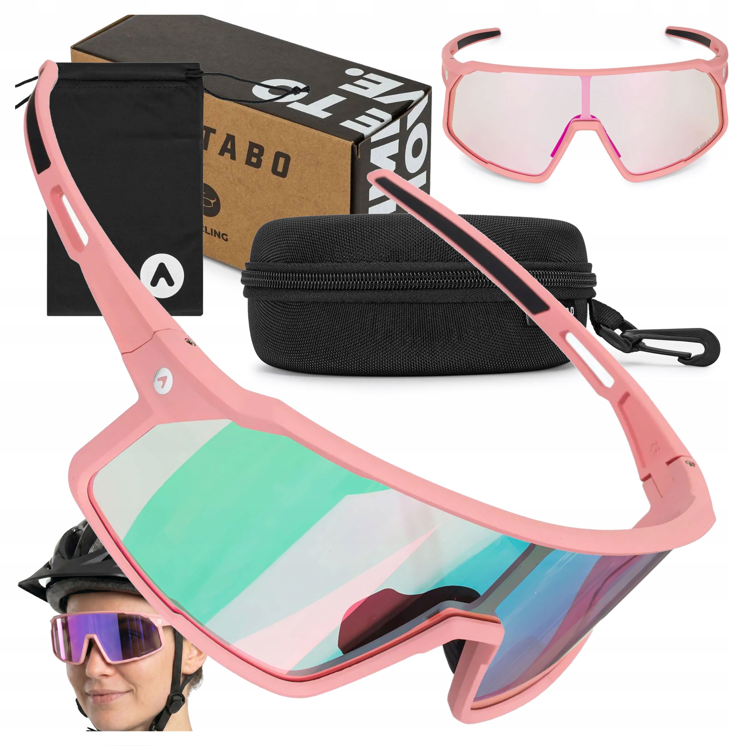 Damskie Okulary Rowerowe Sportowe Attabo Stilb Z Fotochromem Etui Ramka