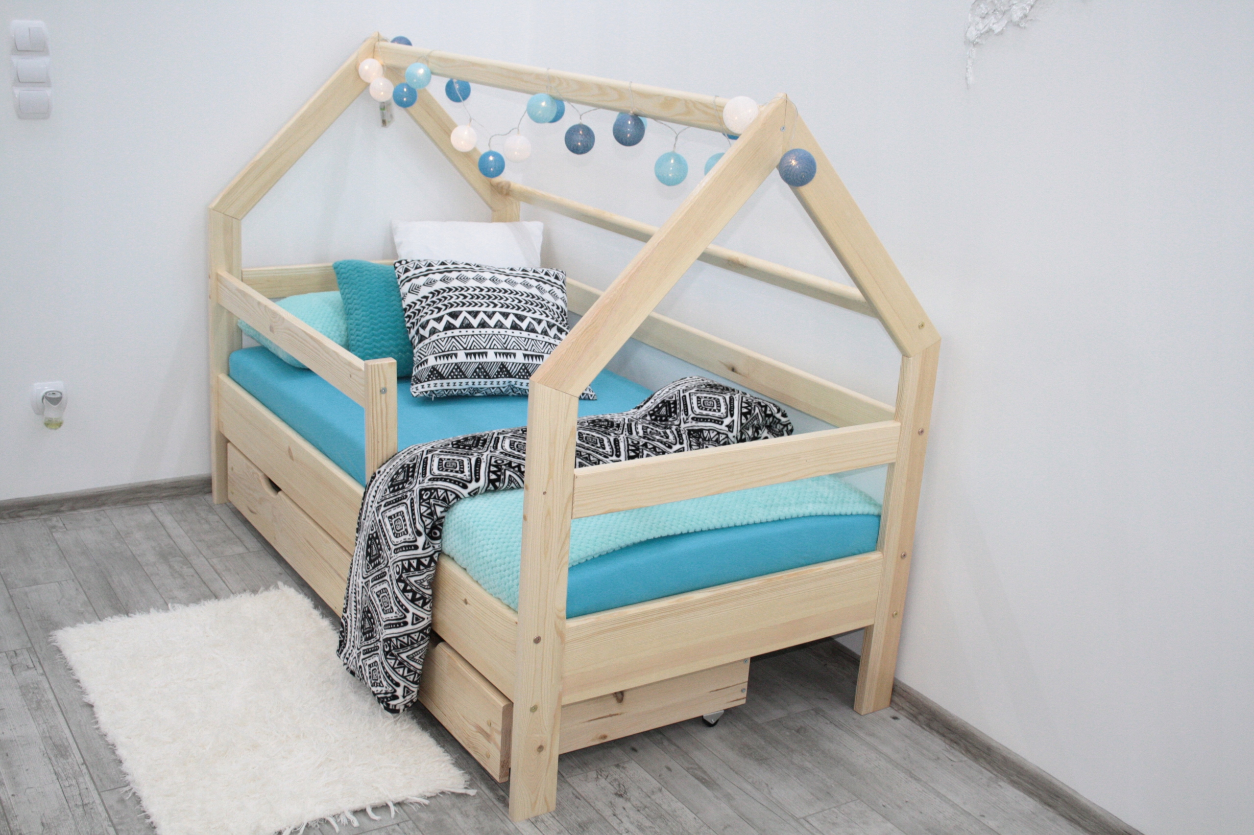 Łóżko dziecięce DINO DOMEK 80X160 SZUFLADA STELAŻ Typ łóżko pojedyncze