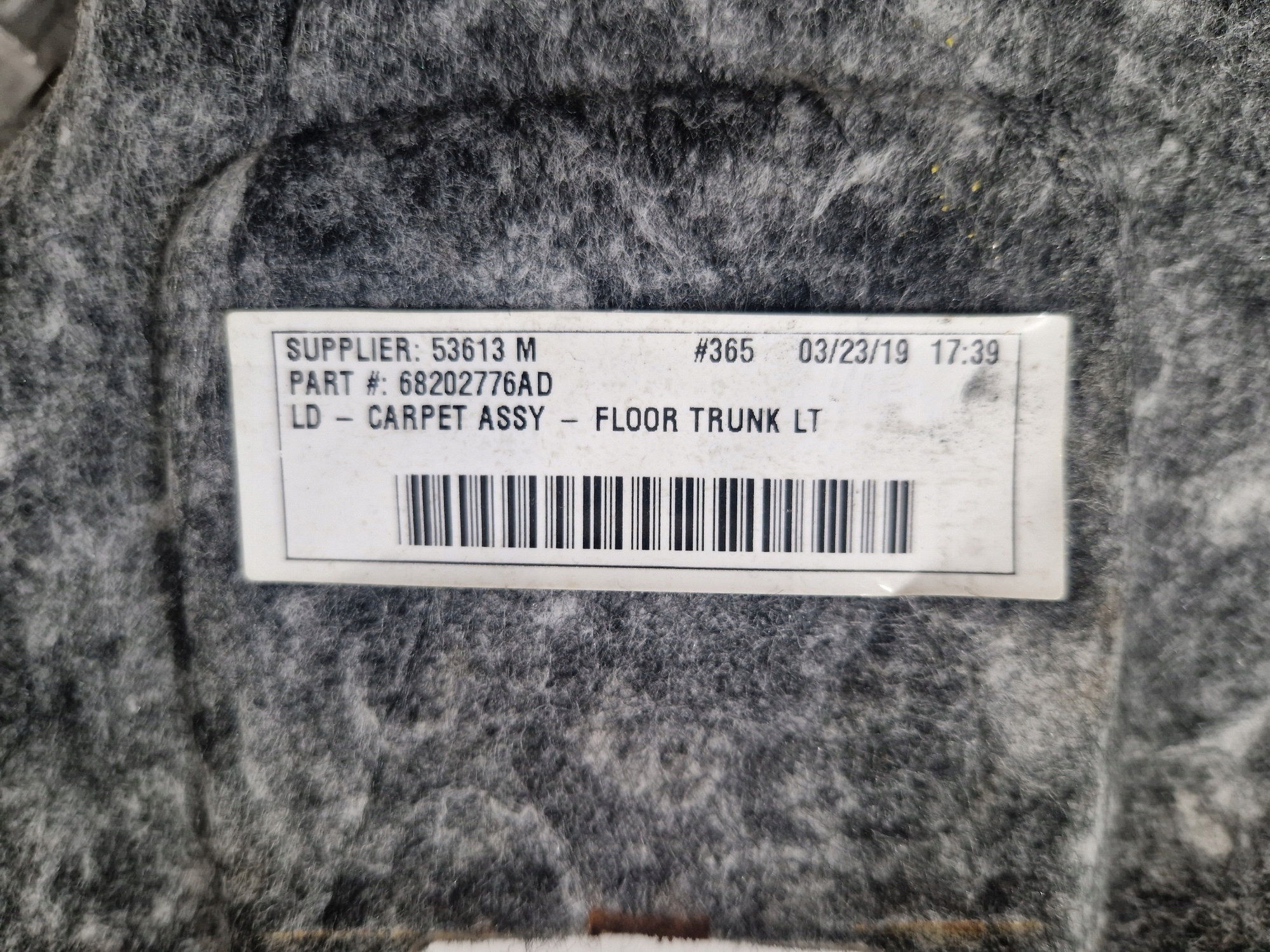 DODGE CHARGER 2019- side upholstery boot left rear part 68202776AD