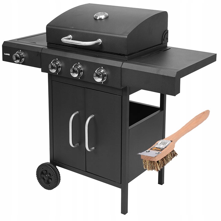 Grill Gazowy Ogrodowy 3+1 11,6KW Z Termometrem Lund Ze Szczotka Vorel