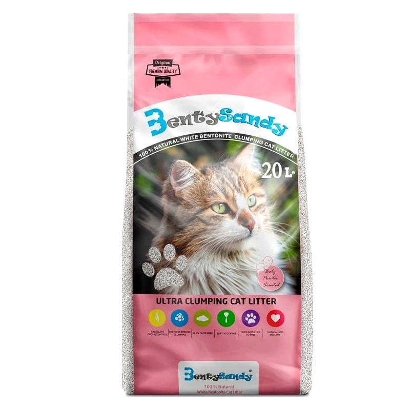 Levně Benty Sandy Baby Powder Bentonitové stelivo pro kočky Pudrové 20 L