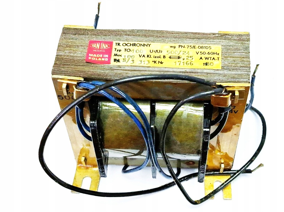 Transformator Ochronny Typ TO-100 U1/U2 500/24V