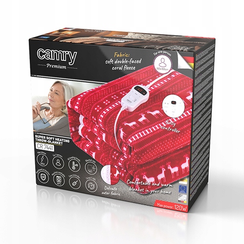 Elektryczny koc nakładany Camry CR 7441 z czasomierzem 10 poziomów grzania