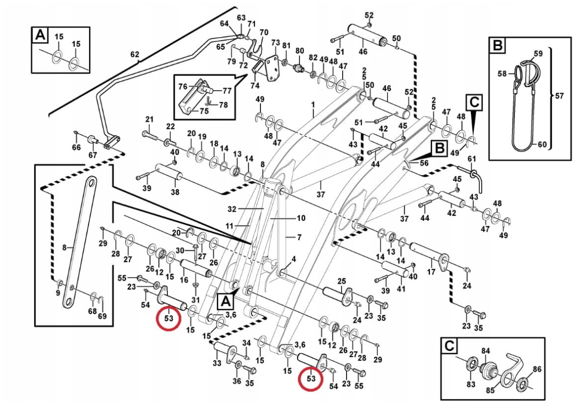 11882428 - НИЖНИЙ ШТИФТ КРЕПЛЕНИЯ ВЕДРА BL71 BL61 50X205