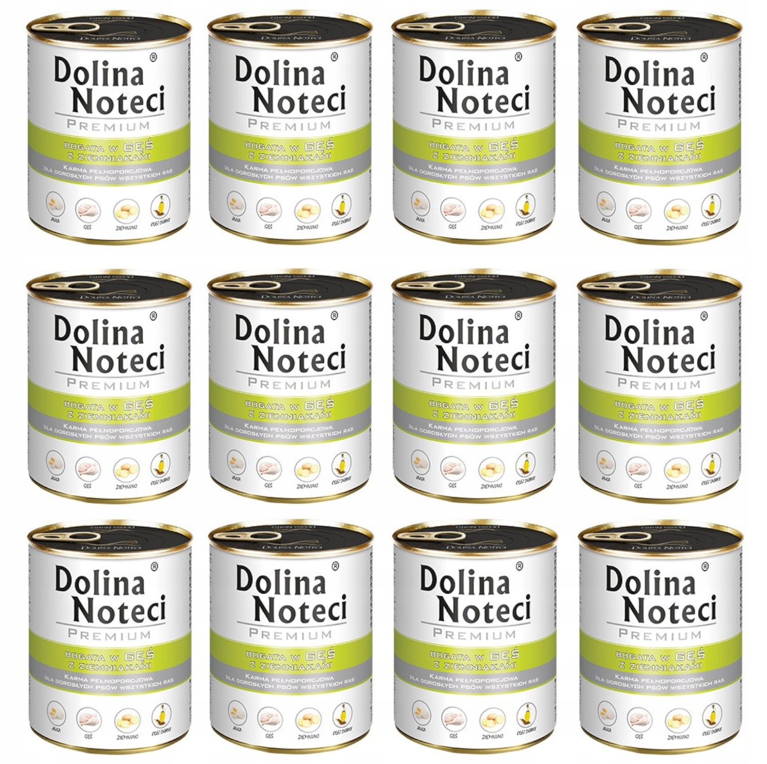 Levně Vlhké krmivo pro psy Dolina Noteci Premium Bohaté Na Husa 12x800g