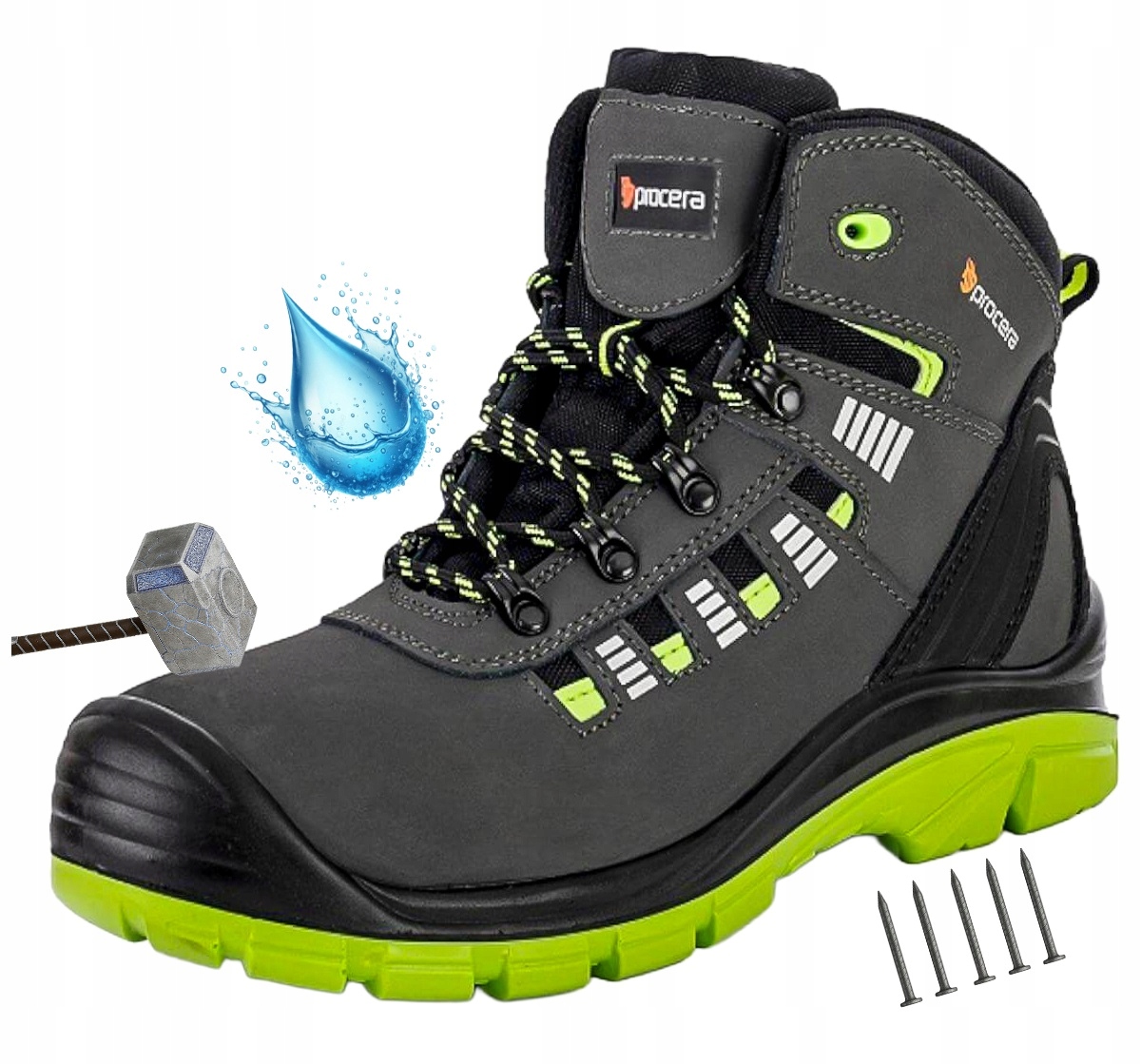 Buty Robocze trzewiki Wodoodporne S3 męskie ochronne z podnoskiem Skóra