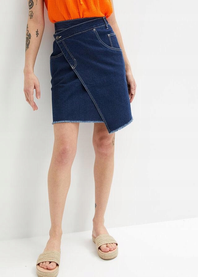 SPÓDNICA DŻINSOWA ZE STRETCHEM ASYMETRYCZNA LINIA DOŁU 36 Płeć kobieta