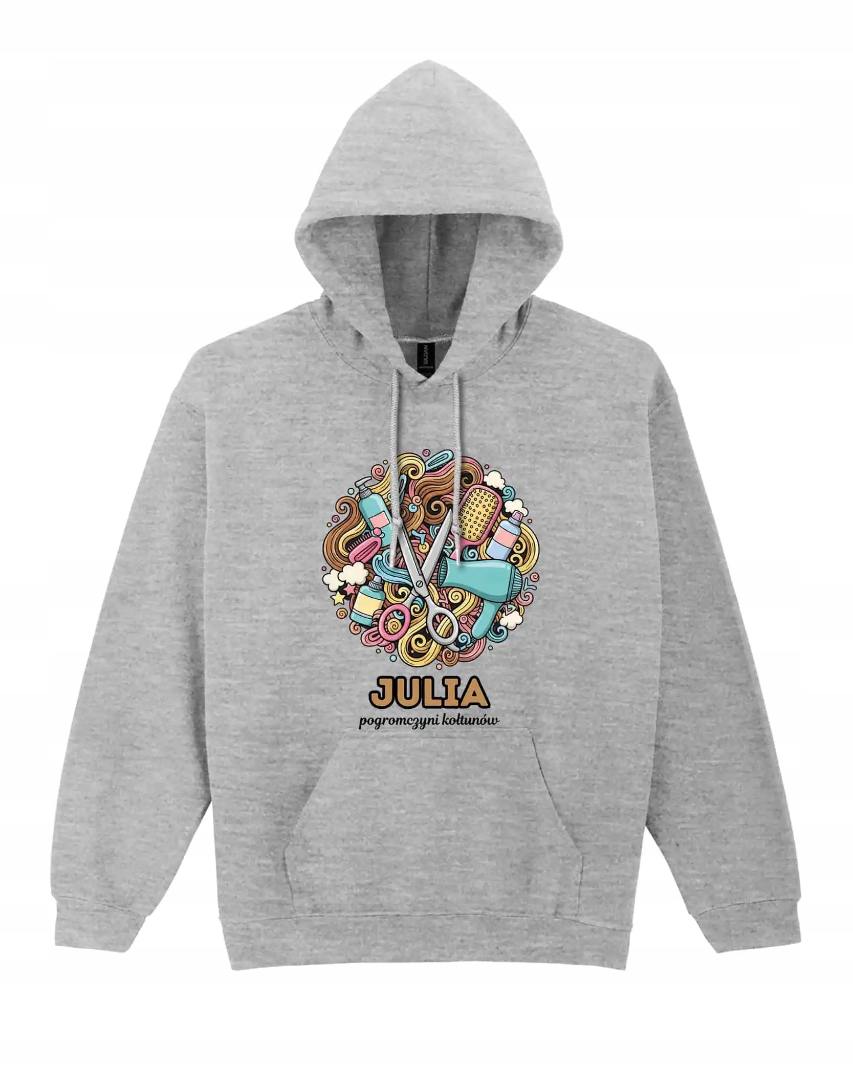 Mikina s kapucí Kadeřník Personalizovaná Ilustrační Šedá L