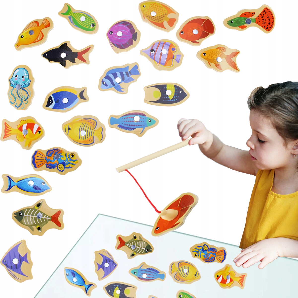 

Gra Drewniana Łowienie Rybek Magnes Wędka Puzzle