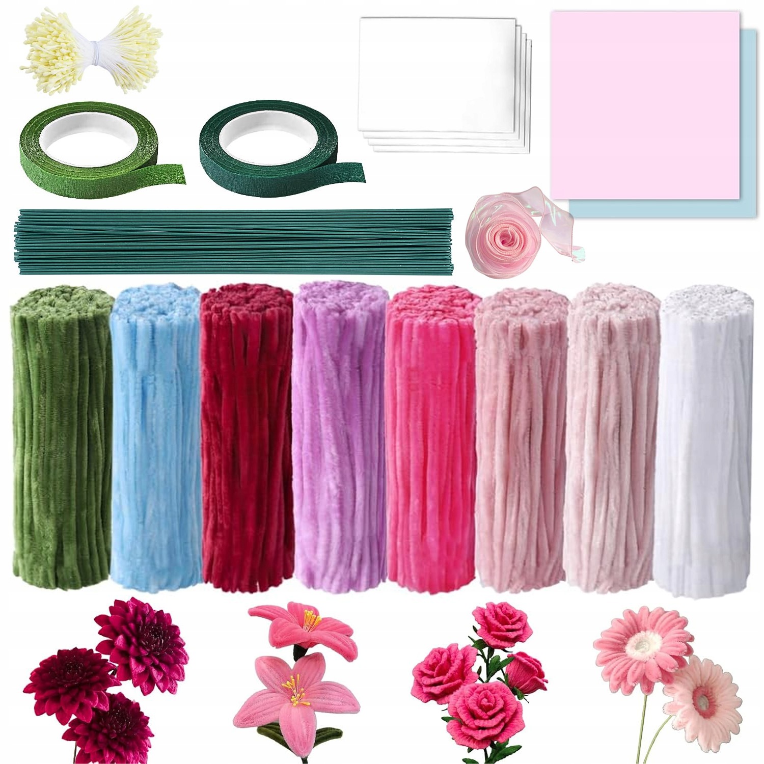 Kreativní Drátky Ozdobné Floristické Plyšové Vytěráky Barevné 600 Kusů