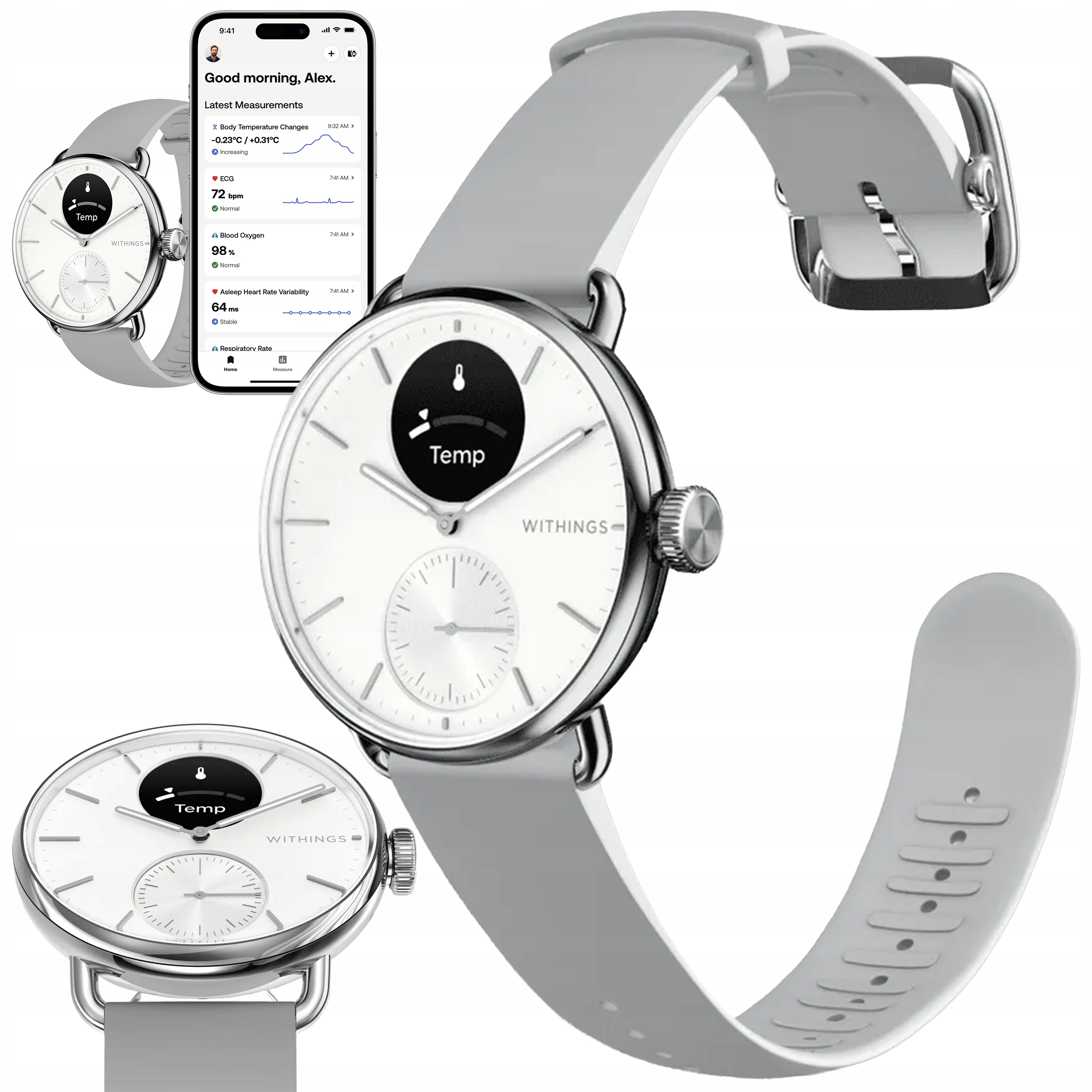 Withings ScanWatch 2 – hodinky 38 mm s Ekg, měření tepu, SPO2, teplota