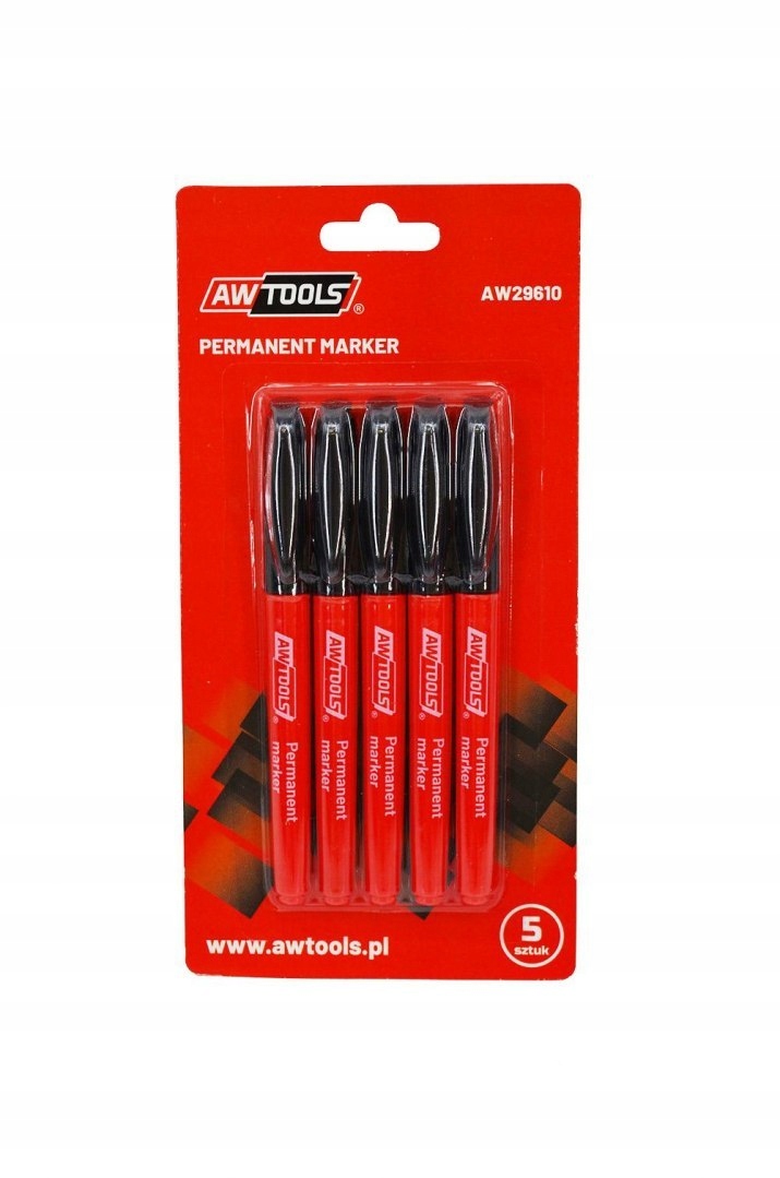 Marker permanentny czarny AW Tools 5 szt.