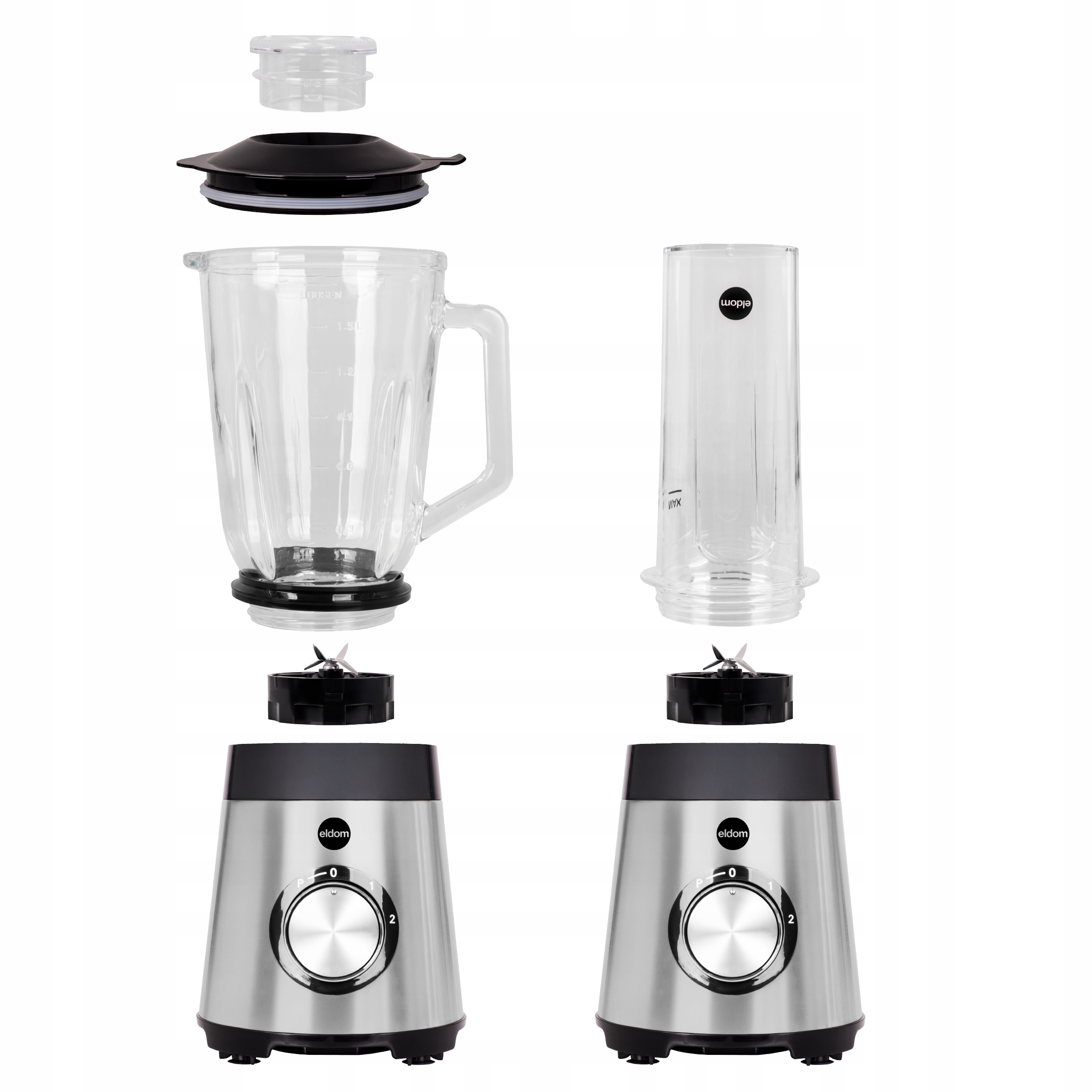 Blender Kielichowy BK7S Eldom 1000W Tryp Pulse Butelka 600ml Szklany Dzban