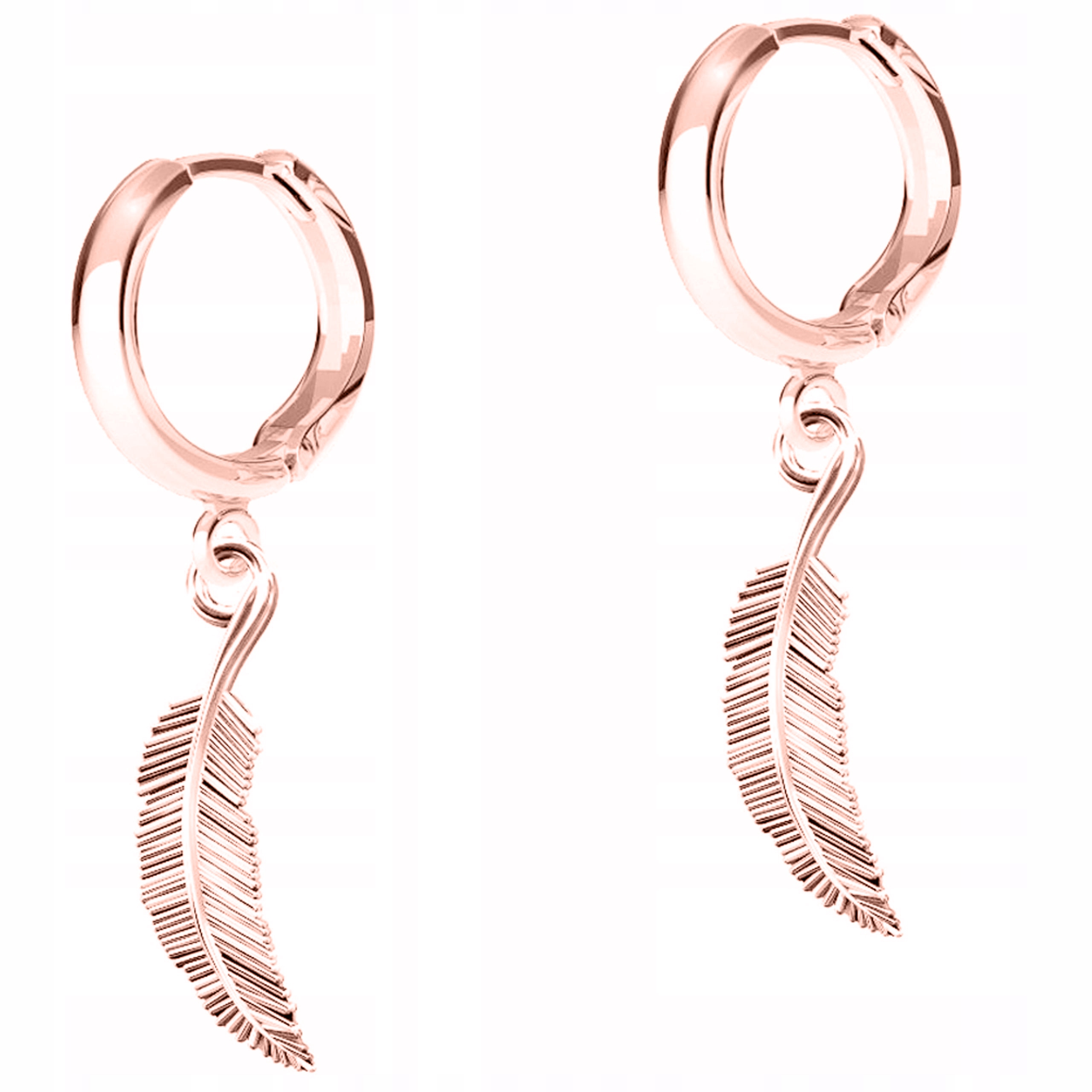 Náušnice Pozlacené ozdobné peří s peřím, listy Stříbro 925