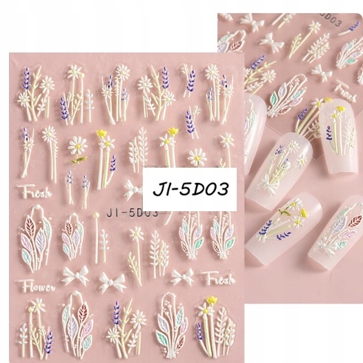 NAKLEJKI NA PAZNOKCIE SAMOPRZYLEPNE KWIATY 5D