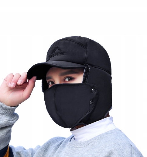 

Czapka Zimowa Chroni Twarz Przed Mrozem Czarna