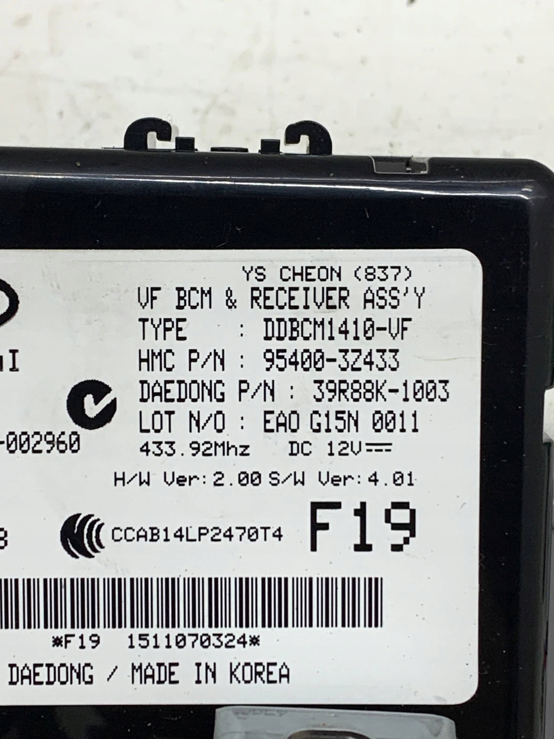 module control unit BCM 95400-3Z433 HYUNDAI I40 (2014-2019) 1.7 CRDI