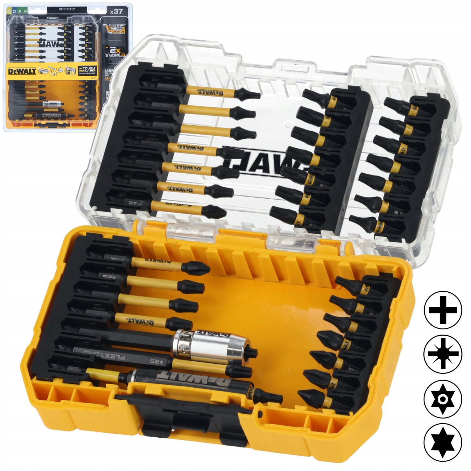 DeWALT Zestaw bitów udarowych Ph Pz Torx komplet 37 szt. Impact DT70732T