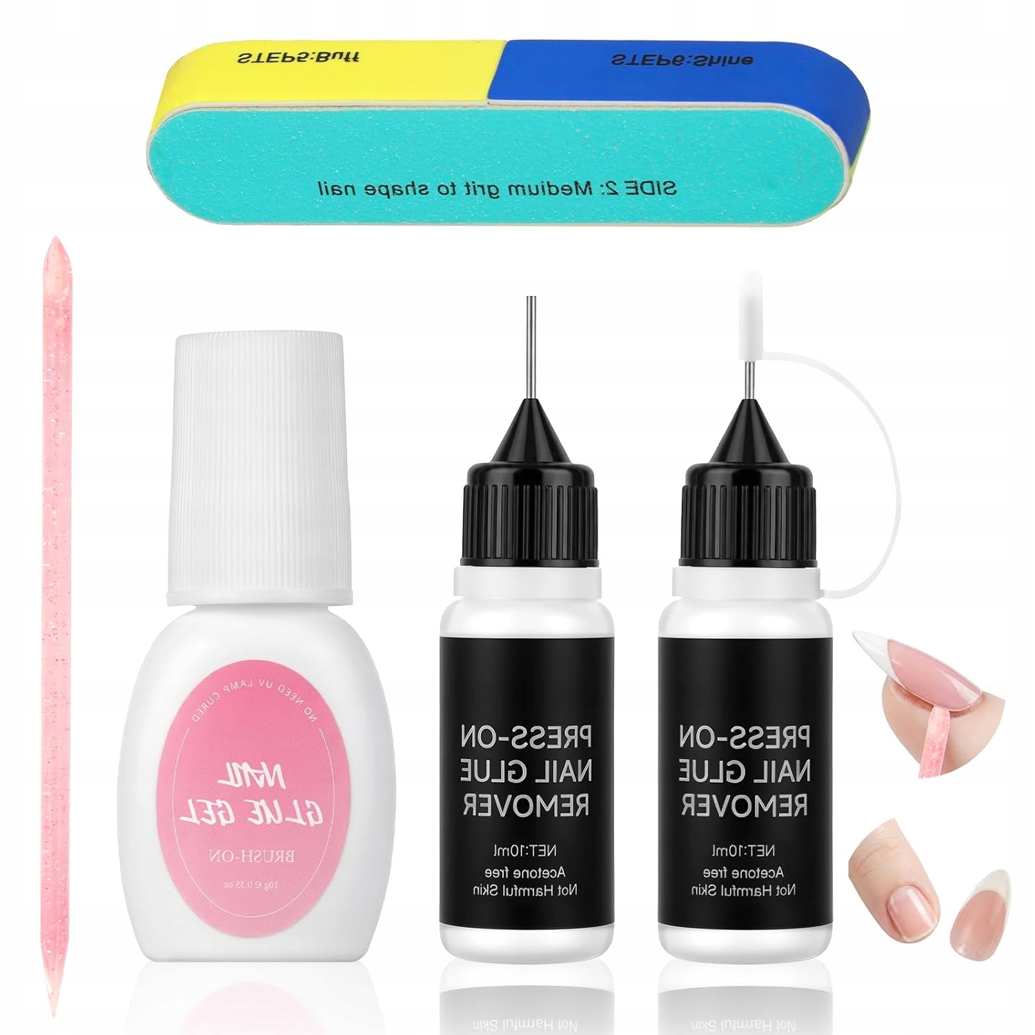 Sada Na Odstraňování Lepidla Na Nehty 3X10 ML S Pilníkem Na Nehty