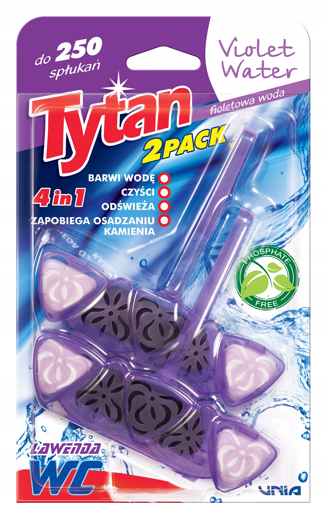 Levně 7X Tytan Wc závěs Čtyřfunkční Barvící Vodu Violet Water 2x 40 g