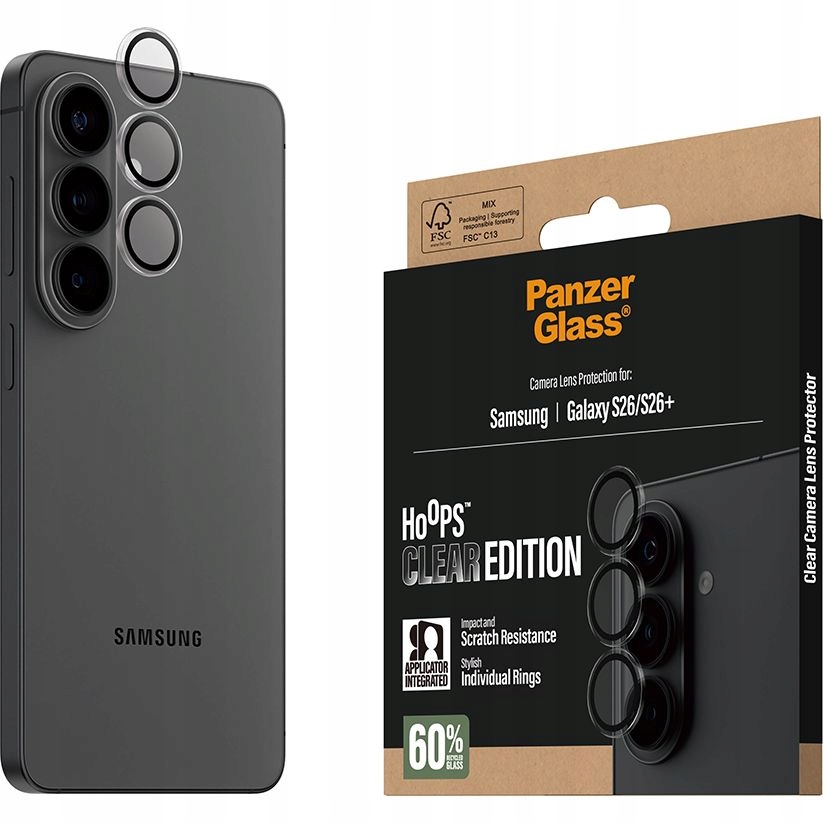 Szkło na obiektyw do Galaxy S26 S26 Plus, PanzerGlass mocne z aplikatorem