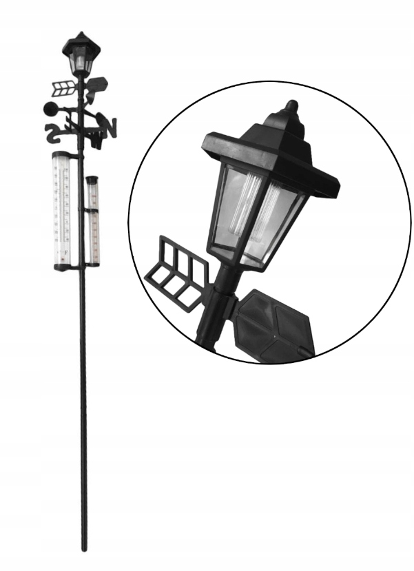 

Deszczomierz Stacja Pogody Lampa Termometr Wbijana