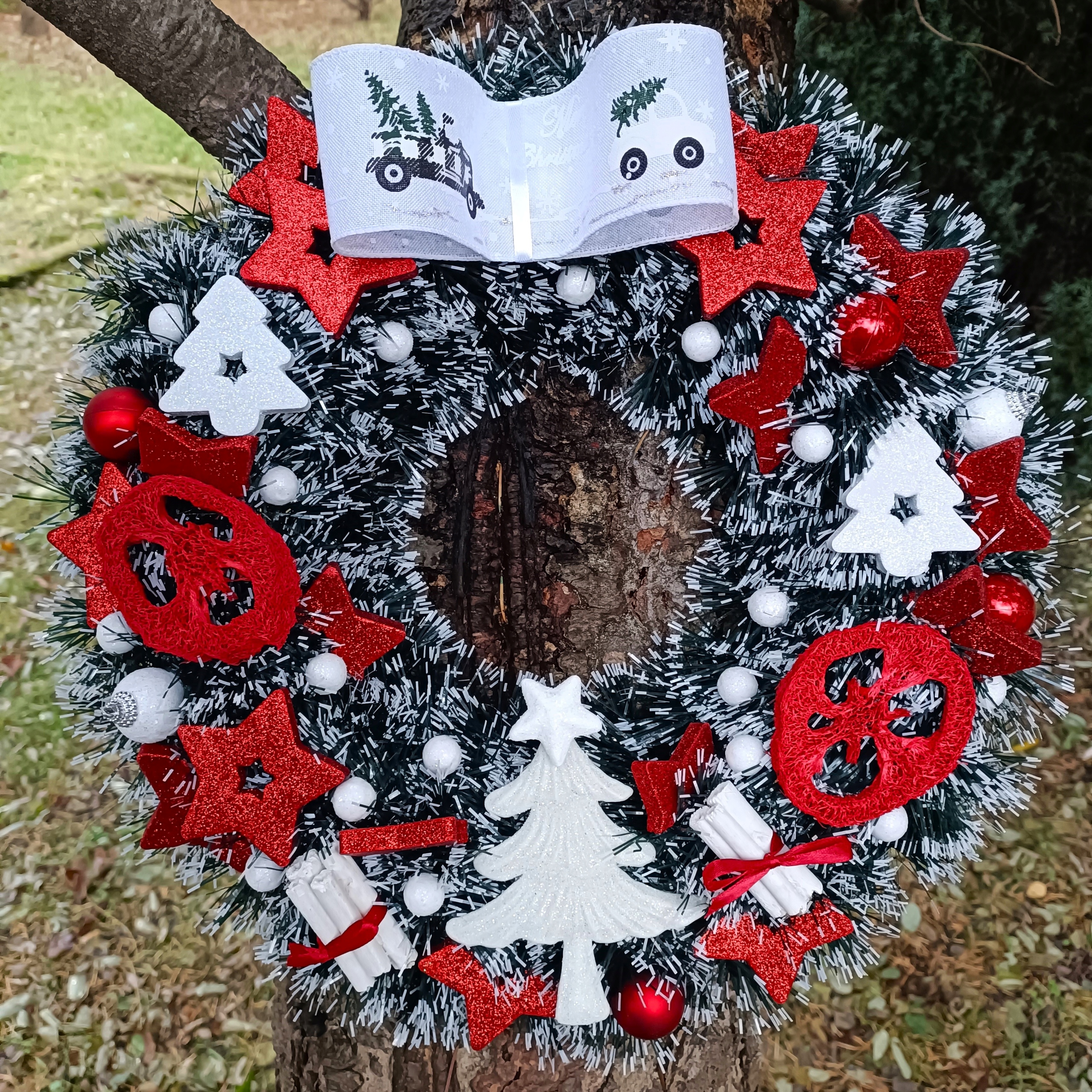 BOŻONARODZENIOWY WIANEK NA DRZWI WIENIEC ŚWIĄTECZNY STROIK 40 CM CZERWONY Kod producenta STROIK/BN/WIANEK/CZERWONY