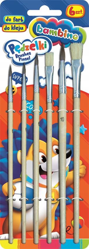 

Pędzelki Do Farb i Kleju Szkolne 6szt Bambino
