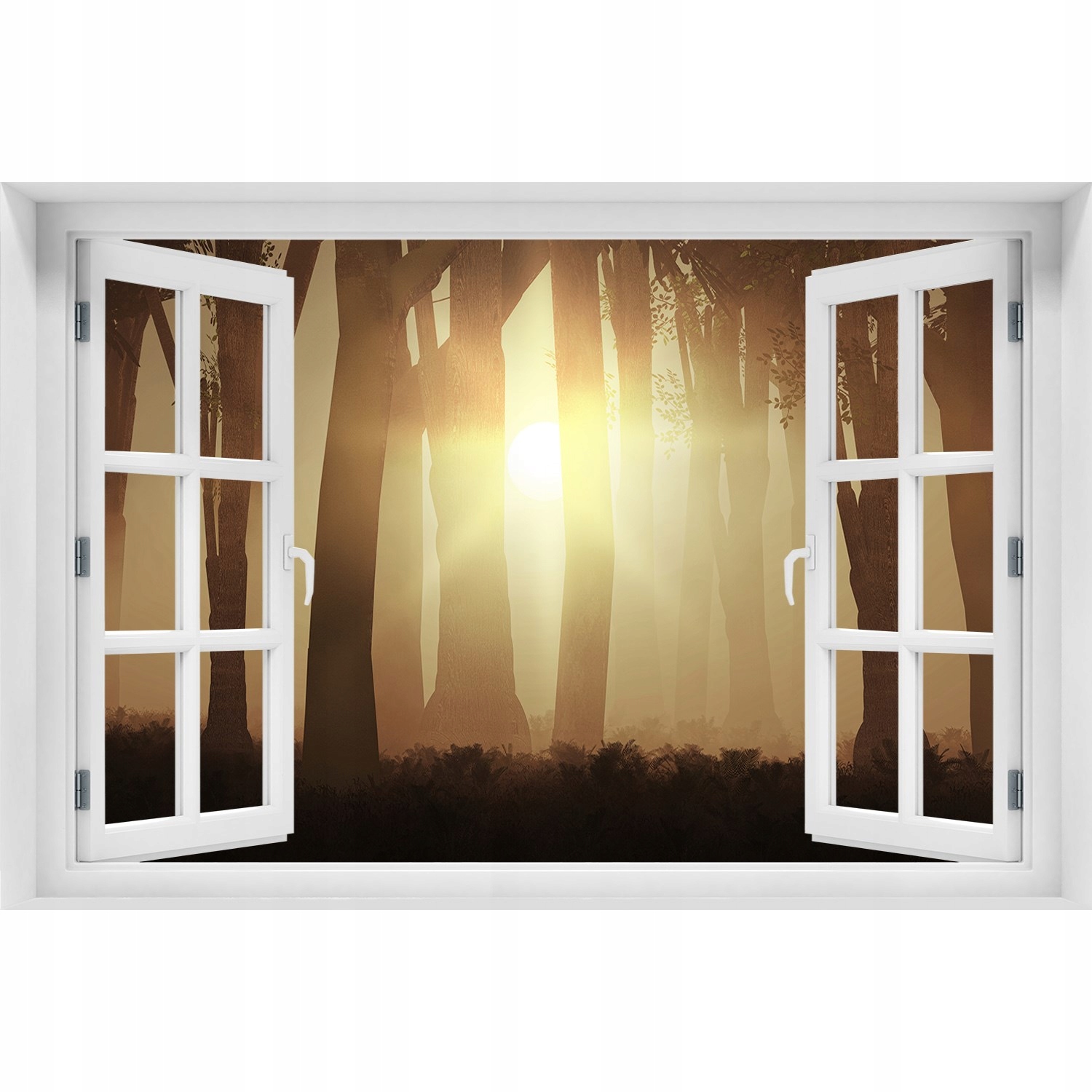 

Naklejka Samoprzylepna 3D Okno Mgła w lesie 120x80