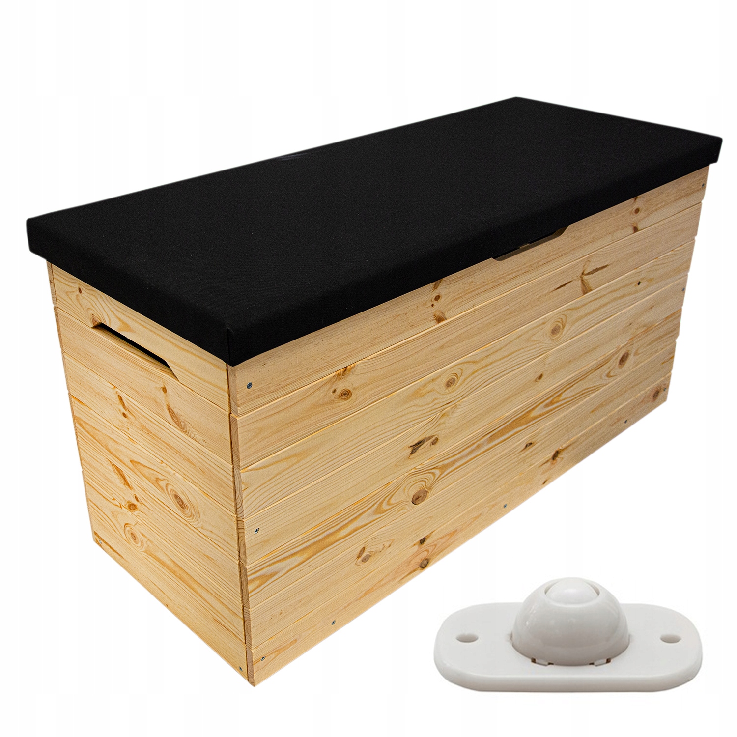 Velká dřevěná zahradní truhla Čalouněná 100x40x50 cm 200L Kufr kolečka