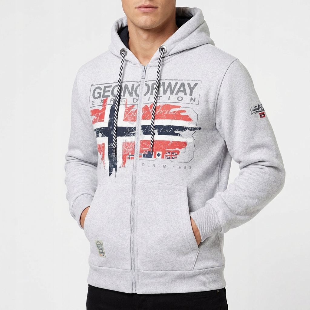 Pánská mikina sportovní mikina Geo Norway teplá s kapucí, prodyšná bavlněná